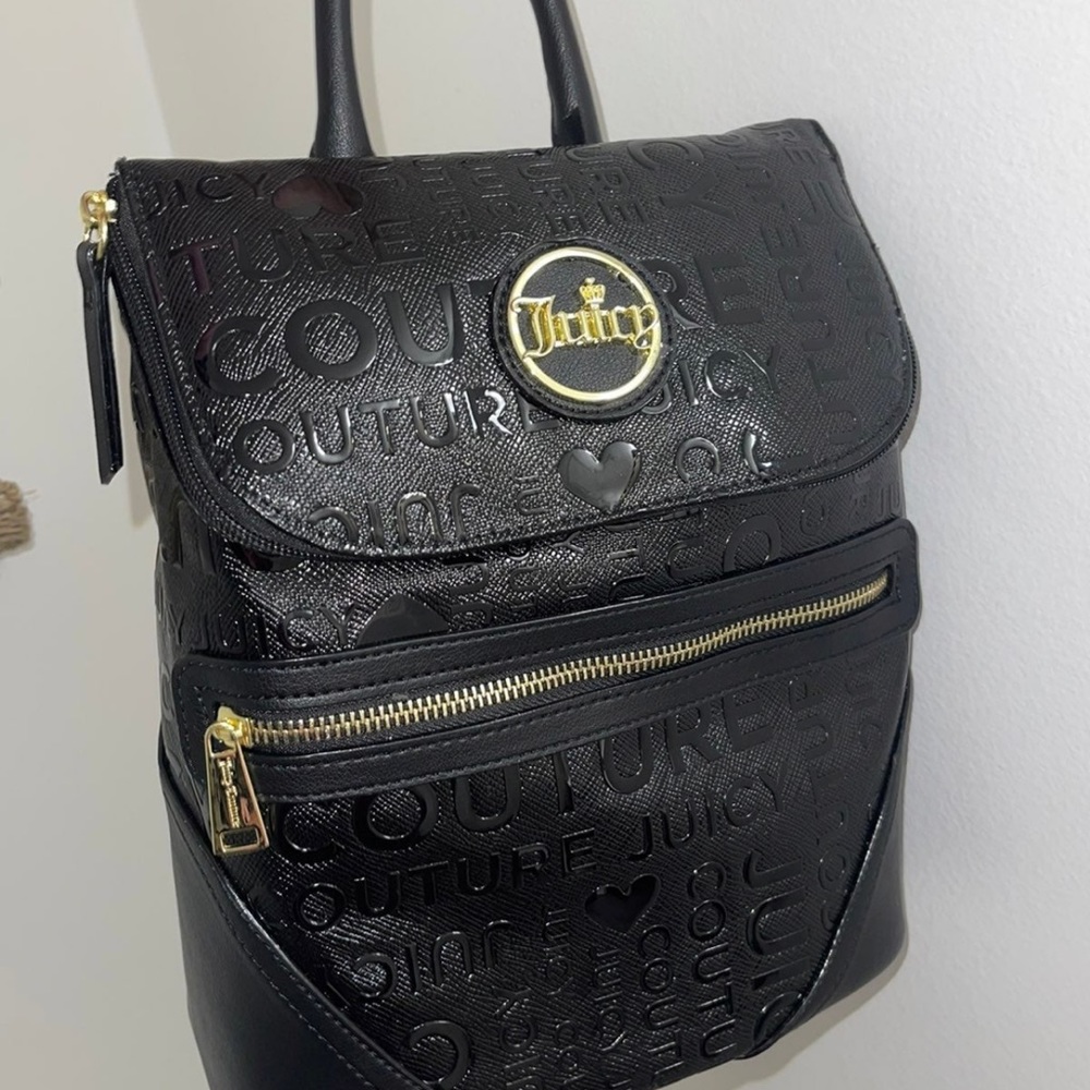 Black Leather Juicy Couture Backpack With Hearts (NEW WITH TAGS)